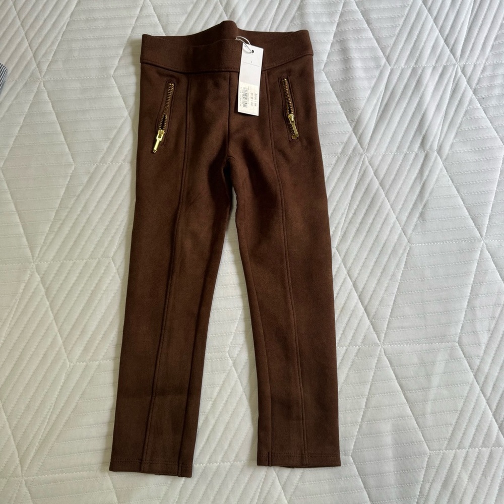 Janie and Jack Faux Suede Brown Leggings